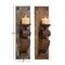 Set of 2 Brown Wood Rustic Wall Sconce, 6" x 19"
